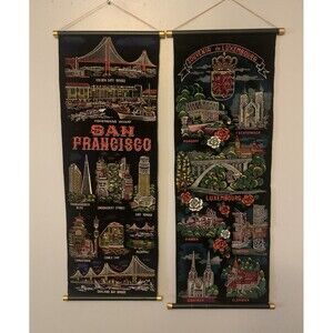 WALL HANGINGS scrolls San Francisco & De Luxembourg 11X31